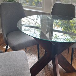 Glass Dinette Table And Chairs-Moving Make Me An Offer!