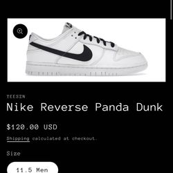 Nike Dunk Low Reverse Panda Size 11.5 Men’s New