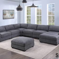 XL Modular Sectional Sofa With Ottoman