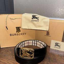 Brand New Gold Buckle Reversible Belt Design #2 With Box!