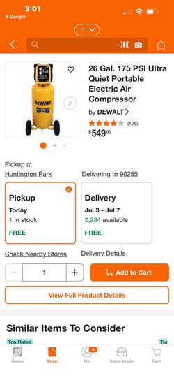 DEWALT 26 Gal. 175 PSI Ultra Quiet Portable Electric Air Compressor