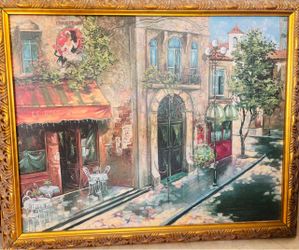 Vintage “Le Bistro” Paris Café Painting