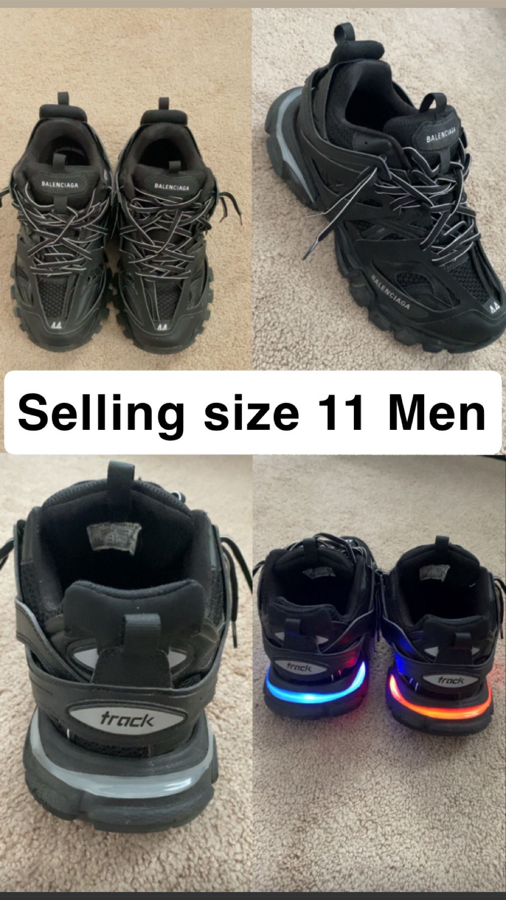 Balenciaga Black Track Led Size 11