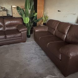 GENUINE LEATHER COUCH SET, DELIVERY INCLUDED