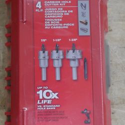   MILWAUKEE (49-22-8610) 4 Piece One-Piece Carbide Hole Cutter Set new 