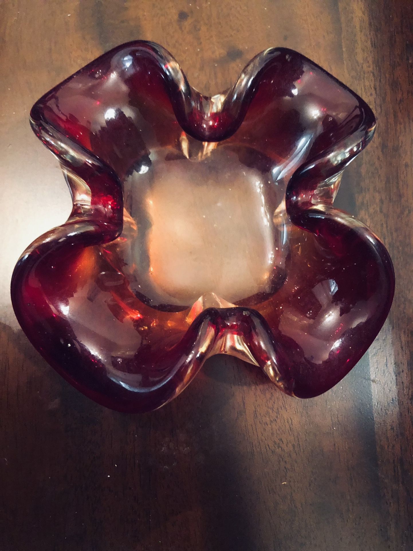 Beautiful Vintage Ashtray Red Colored 