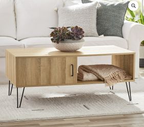 Modern Hairpin Rectangular Coffee Table, Oak
