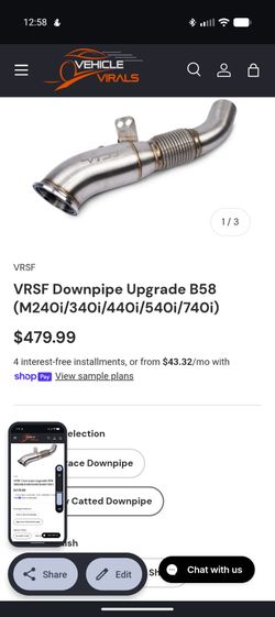 Vrsf down pipe for bmw b58