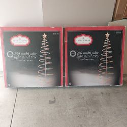 2 Multi Color 6ft Spiral Trees Christmas Yard Decorations 