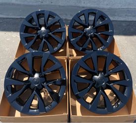 20” Tesla Model X Cyberstream Plaid OEM Rims Gloss Black POWDER COAT EXCHANGE