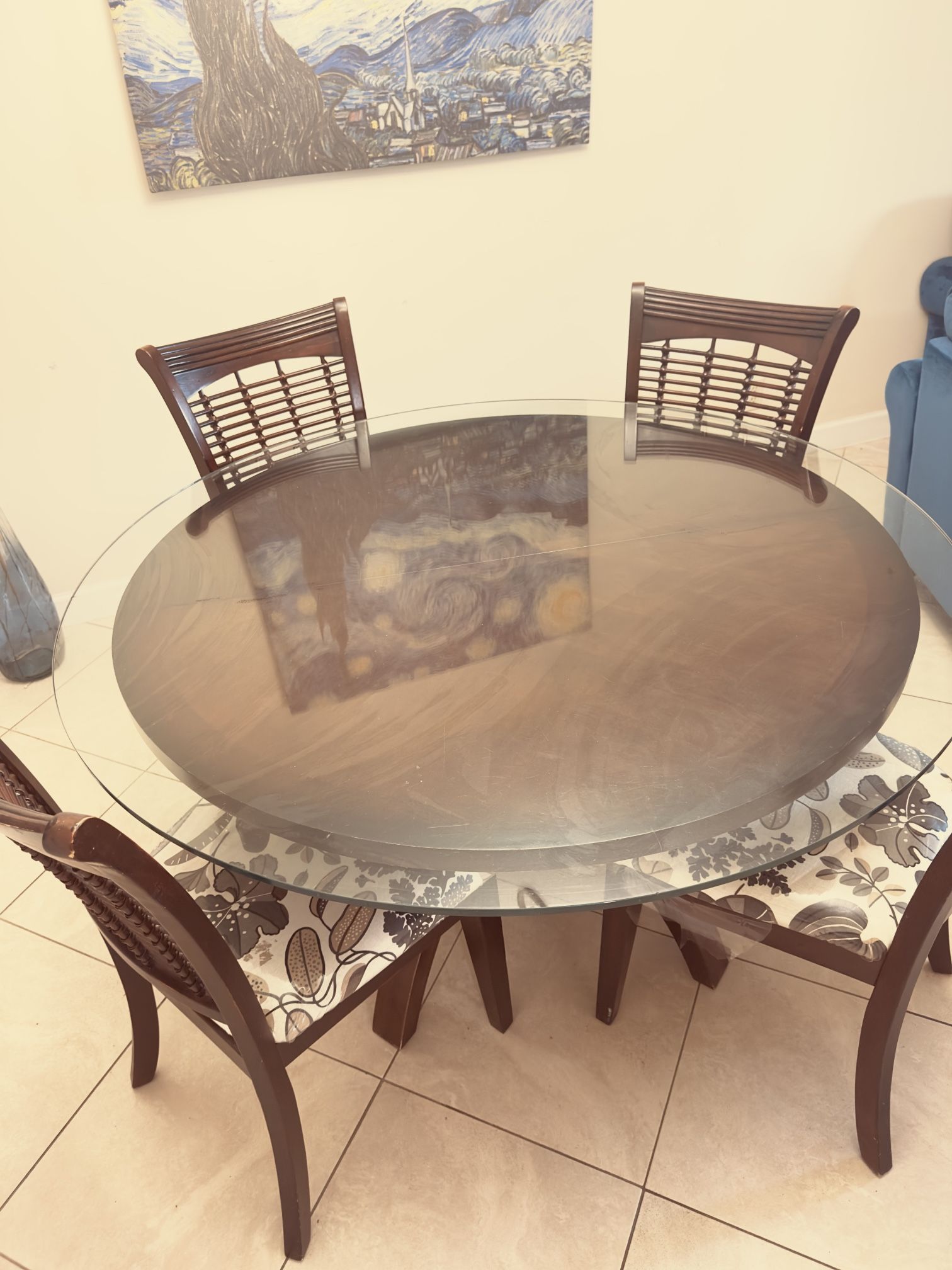 Glass Top Dinner Table $50