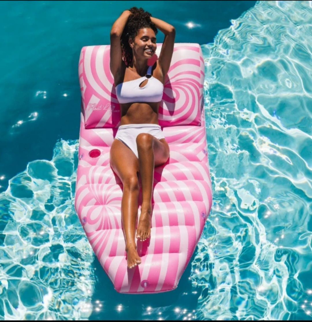 Float Life by Funboy Pink Twist Sun Lounger Pool Float, 65'' Long