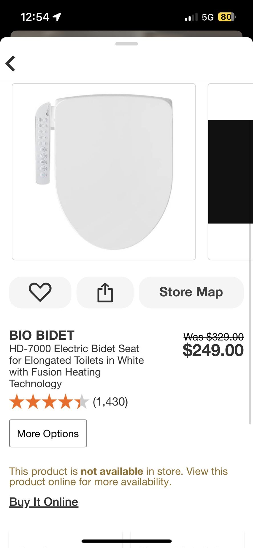 BIO BIDET HD-7000 Electric Bidet Seat for Elongated Toilets in White with Fusion Heating Technology