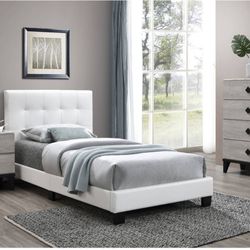 Twin White Frame Bed With Mattress