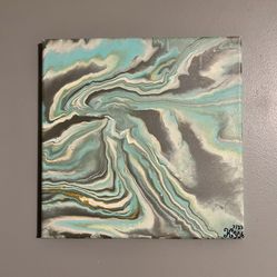 Acrylic Pour Art Original Abstract Painting By Kya, 12” x 12” x 1”