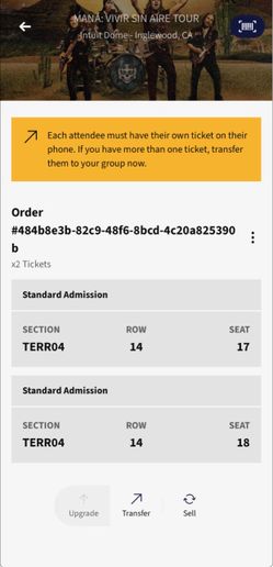 Mana Concert Tickets 2 (9/19)