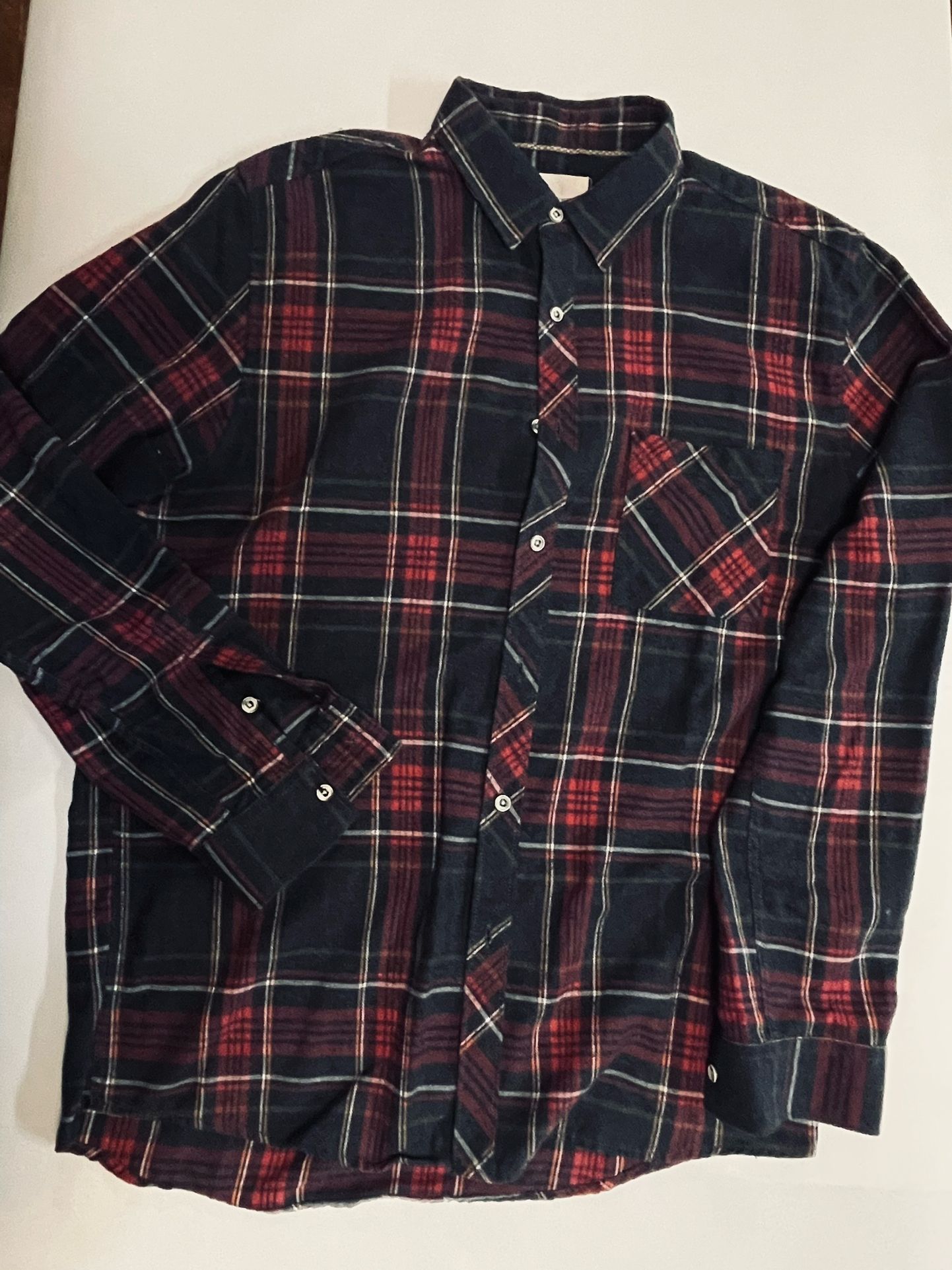 Civil Society Mens Size Medium Shirt Antigua Super Soft Flannel Button-Down Plaid  Color:  Blue