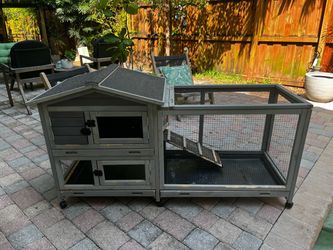Large Wood Double Decker Rabbit Hutch Chicken Coop