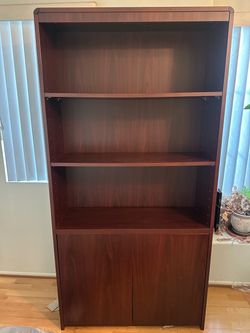Cherry Wood Bookcase with Cabinet