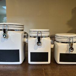 Set of 3 Ceramic Crate & Barrel Canisters