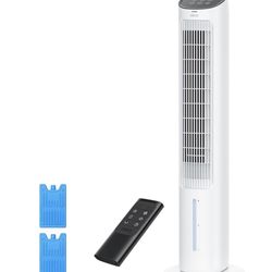 DREO Evaporative Air Swamp Cooler, 40” Standing Fans that Blow Cold Air, 80° Oscillating Bladeless Cooling Fan