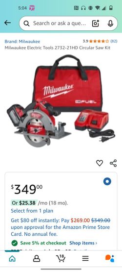 Milwaukee M18 Circular Saw Kit  $195