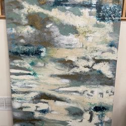 Z Gallerie Blue and Bold  Hand-painted Canvas with metallic paint accents and visible texture by L. Bodine-48” x 72”