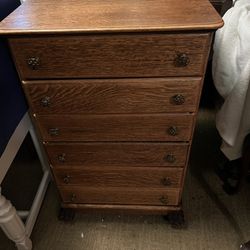 Vintage Oak 6 Drawer Cabinet With Clawfeet