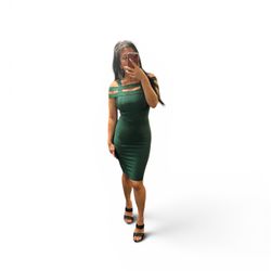 Fashion Nova Green Bodycon Cutout Dress, Size XS
