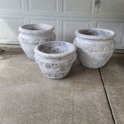 Concrete Planters  Set Of Three Pieces  XL  L M