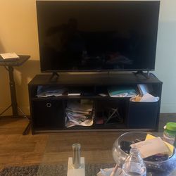 Black Tv Stand Glass Table Grey Couch 