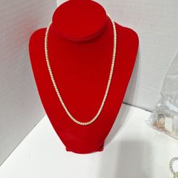 Gold Over 925 Sterling Silver 18inch 3mm Moissanite Tennis Necklace 