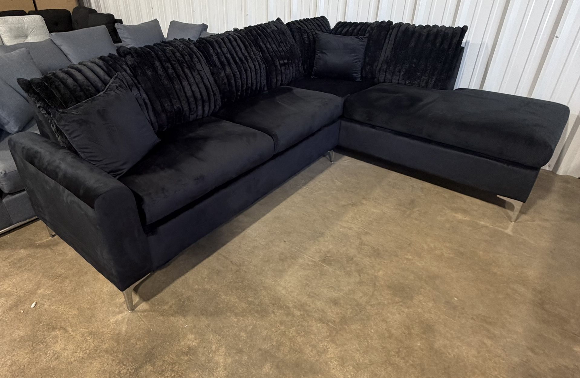 Brand New Black Corduroy Sectional Couch β Delivery Available!