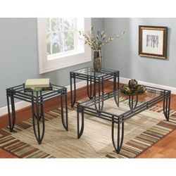 Ashley Furniture Exeter 2 Piece Occasional Table Set in Black