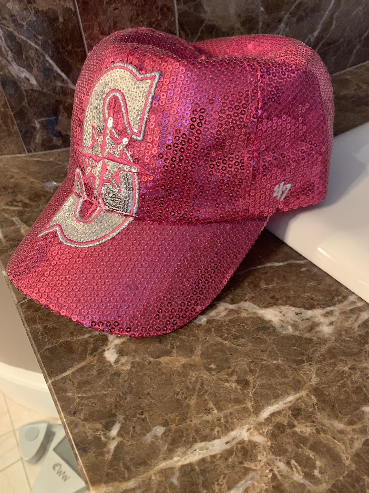 Mariner’s pink sequin hat
