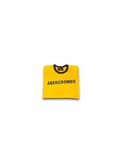 Vintage Abercrombie & Fitch script t-shirt yellow mens large