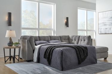 SECTIONAL WITH QUEEN SLEPEER -GRAY- [EASY CARE FABRIC] -NEW-