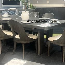 7 Pc Modern Ash Grey Dining Table Set Brand New In Box 