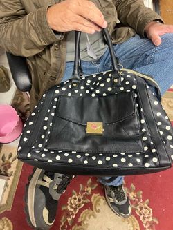 Betsey Johnson Black Polka Dot Satchel Handbag