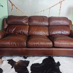 Vintage Leather Plush Hancock And Moore Sofa,  Delivery