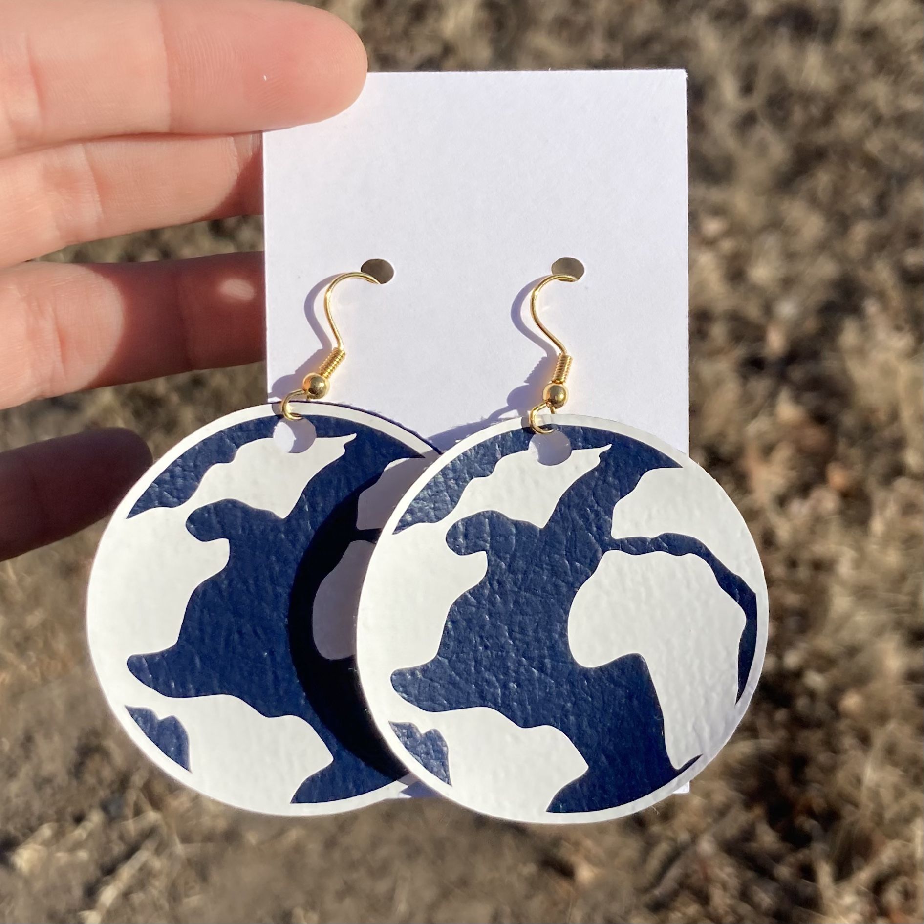 Earth Faux Leather & Vinyl Earrings