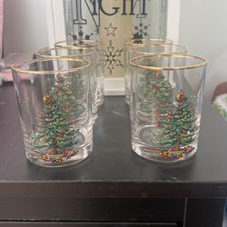 6 Spode Christmas tree Old Fashion Glasses