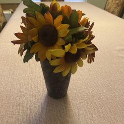 Faux Sunflower And Vase