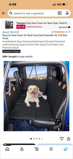 MAXFUT Dog Car Seat Cover for Truck Back Seat