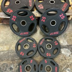 Rubber Olympic Weights Urethane Grip Plates Weight Set