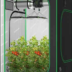 VIVOSUN S558 5x5 Grow Tent, 60"x60"x80" High Reflective Mylar with Observation Window and Floor Tray for Hydroponics Indoor Plant for VSF6450