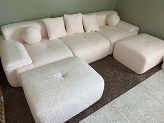 LIKIMIO Lumi  Modular Sectional Sofa , 118" L-Shaped Boneless Couch for Living Room, Oversized Deep Seat with  Upholstery worth $700