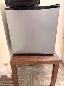 Mini Compact Refrigerator Silver and Black