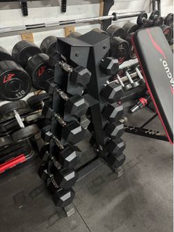 NEW 5-30 dumbbell set with rack