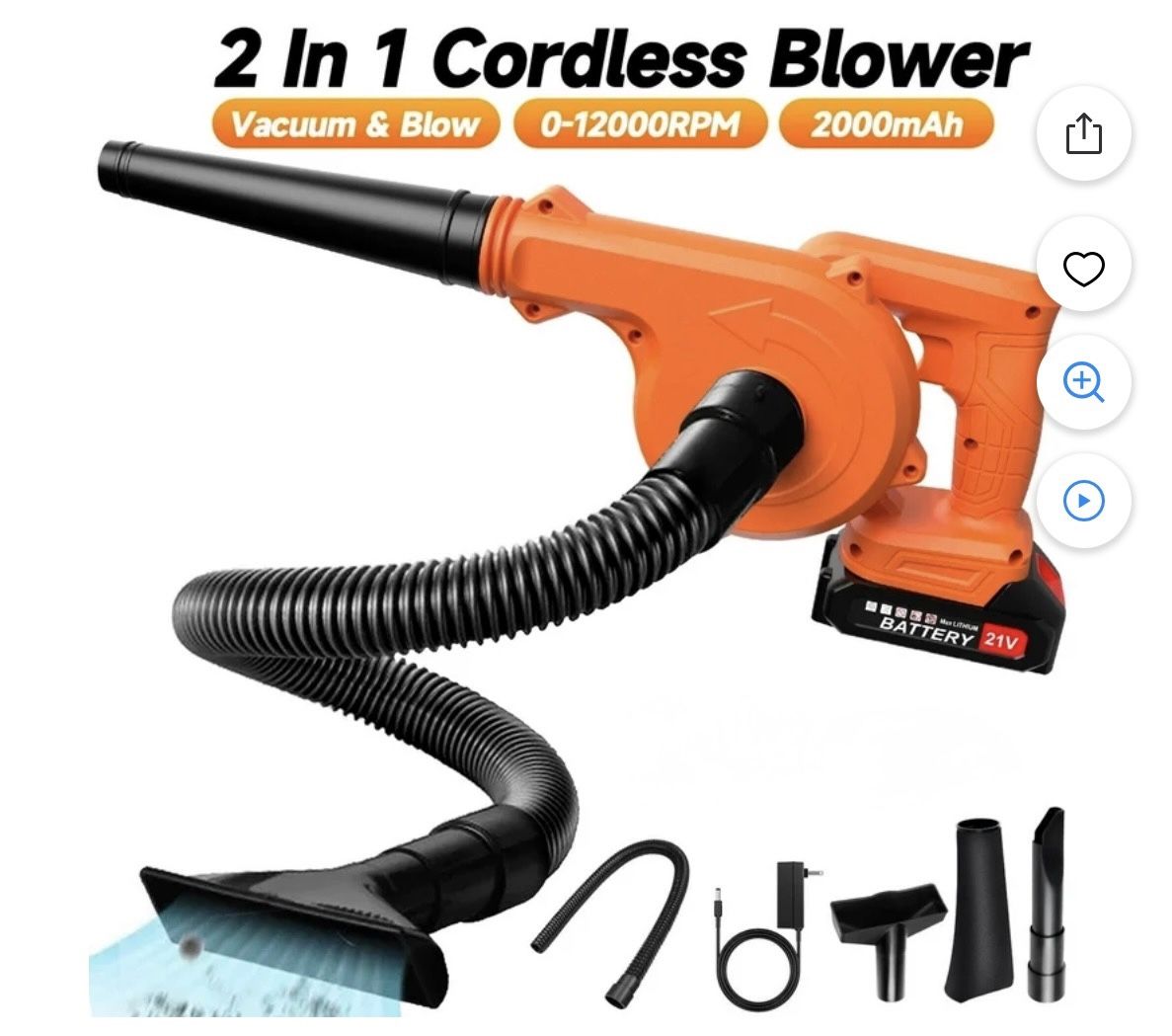 Leaf Blower Cordless, Electric Leaf Blower Cordless with Battery and Charger, 21V Handheld Electric Leaf Blower, 150CFM 130MPH Lightweight Leaf Blow